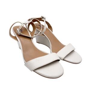 Nordstrom Rack Womens Carrie White Leather Open Toe Low Wedge Heeled Sandals 11M